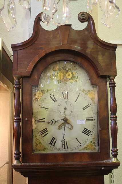 Appraisal: A TH CENTURY OAK AND MAHOGANY LONGCASE CLOCK with broken