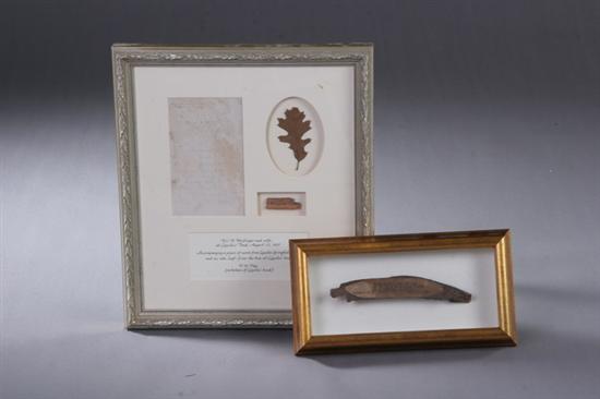 Appraisal: THREE LINCOLN MEMENTOS An oak leaf from the tree by