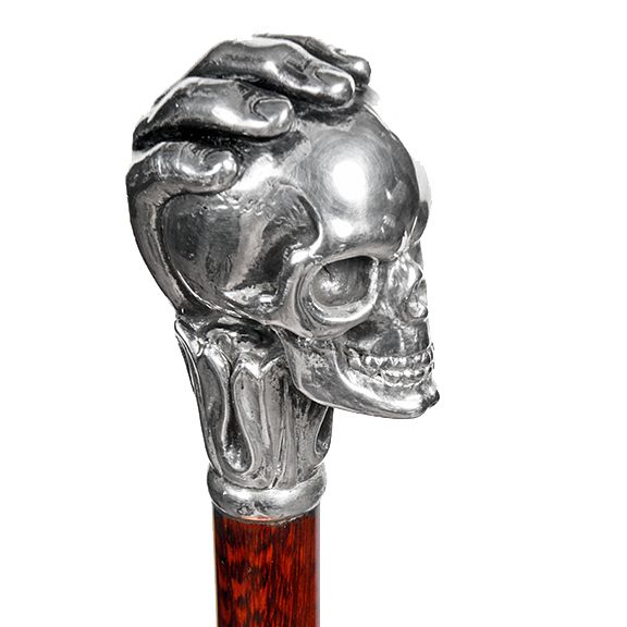 Appraisal: Mystical Silver Skull Cane th Century- An absolutely beautiful skull