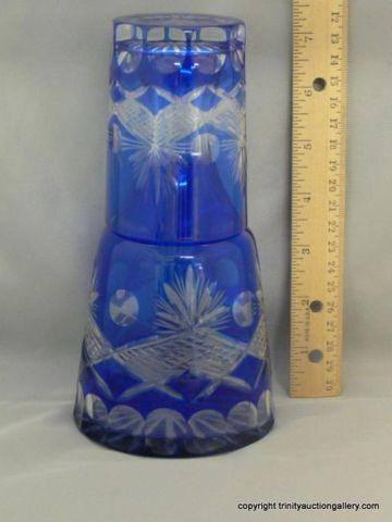 Appraisal: Cobalt Blue Tumble Up Bedside Water Set - Cut to