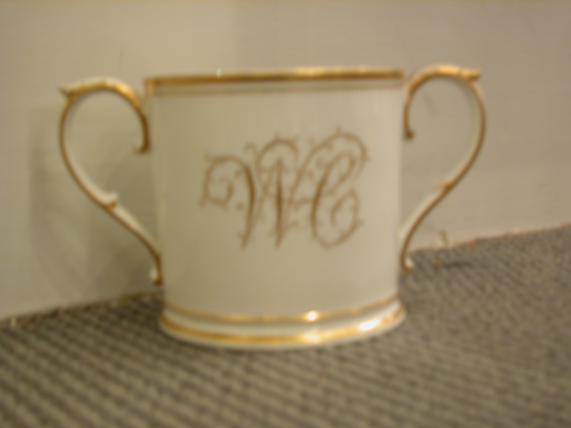 Appraisal: Grainger Co Worcester Porcelain Two-handled Cup England c cylindrical shape