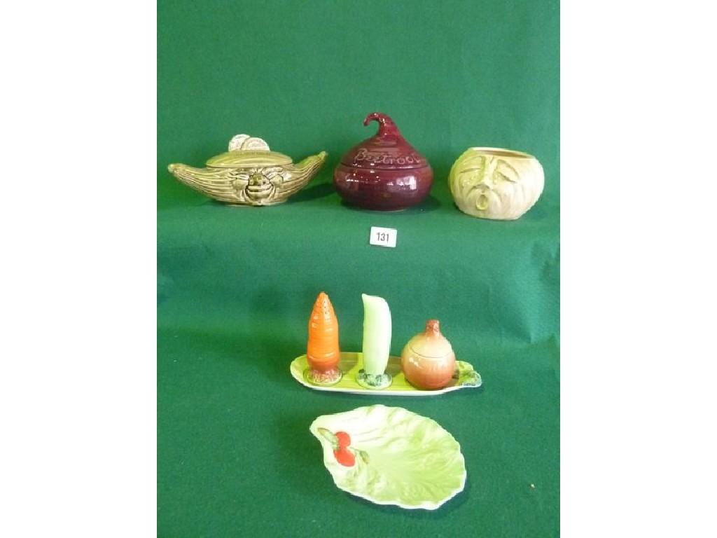 Appraisal: A Carlton Ware condiment set modelled in the form of