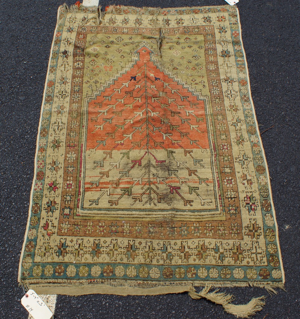 Appraisal: x Caucasian throw rug poor condition