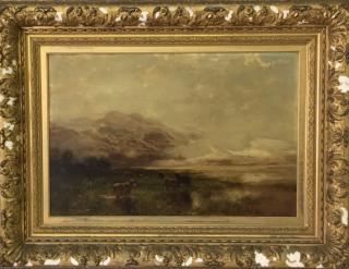 Appraisal: Arthur Parton Oil on Canvas Landscape Unframed Francisco Goya Etching