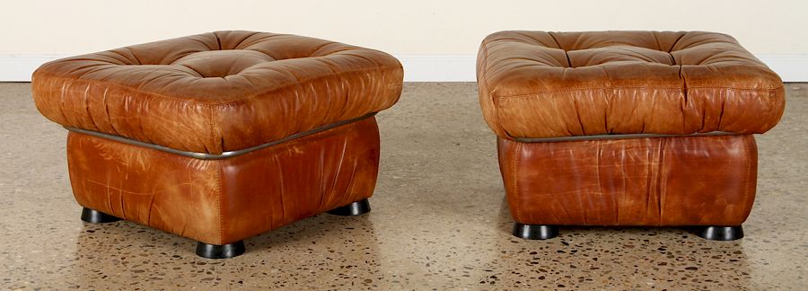 Appraisal: PAIR ITALIAN CHROME AND LEATHER STOOLS C A pair of