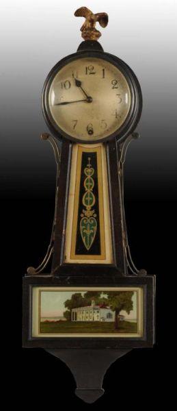 Appraisal: Antique Hanging Banjo Clock with Brass Eagle Description All original