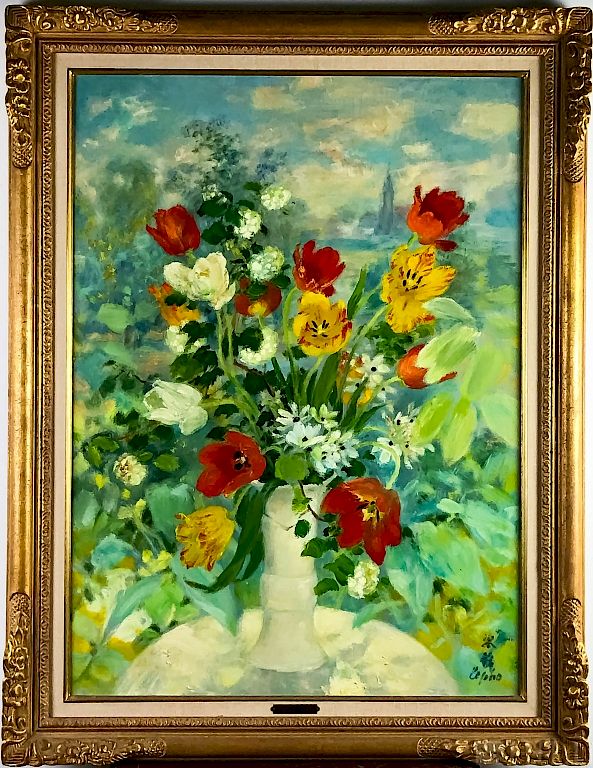 Appraisal: Le Pho - Floral Still Life Oil Painting Le Pho