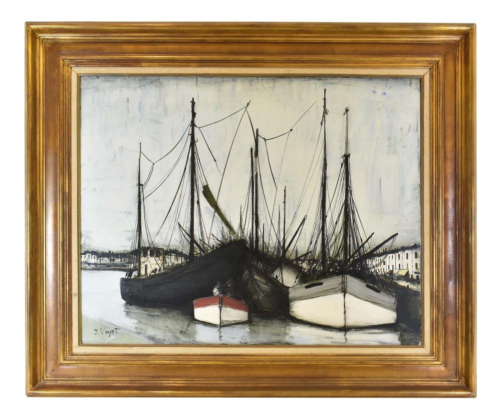 Appraisal: JACQUE VOYET FRENCH - PAINTINGFishing Boats Signed l l with