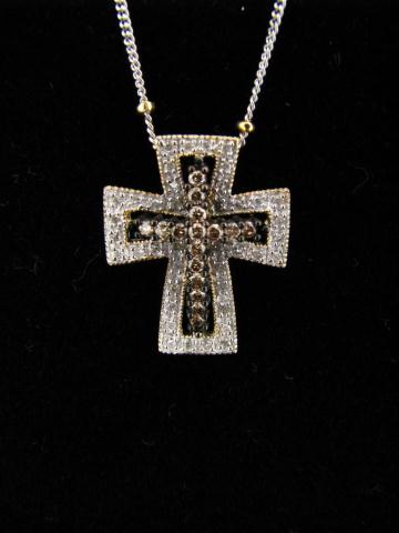 Appraisal: K White and Yellow Gold Diamond Cross Pendant on K