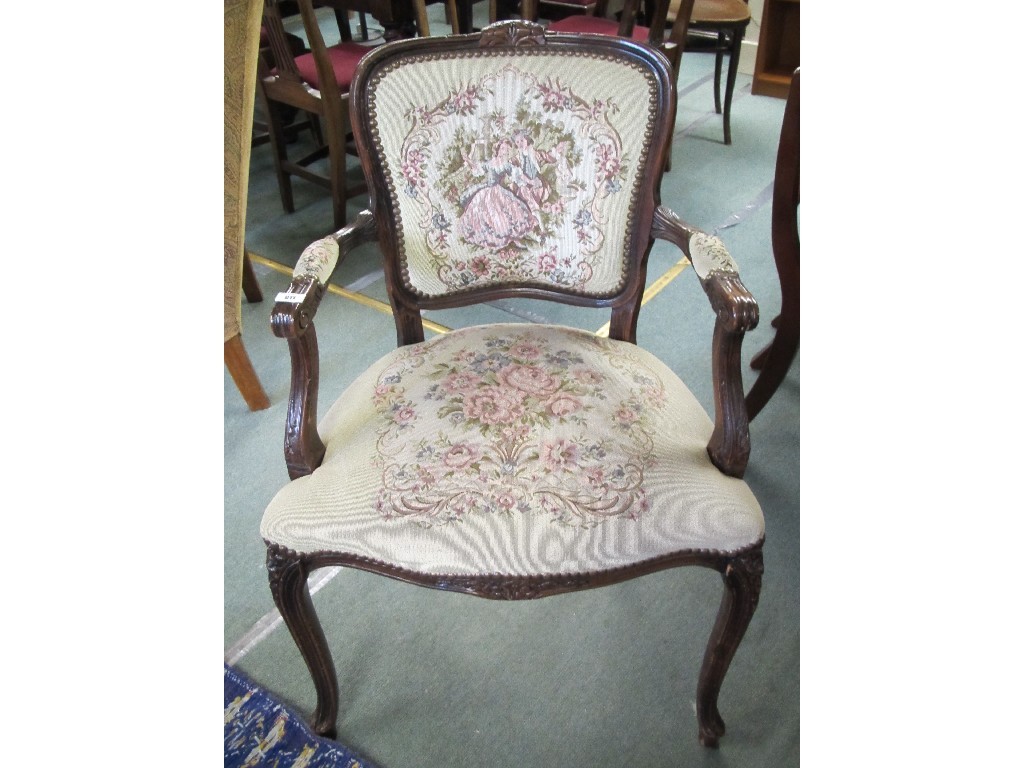 Appraisal: Pair of reproduction French style armchairs and an elbow chair