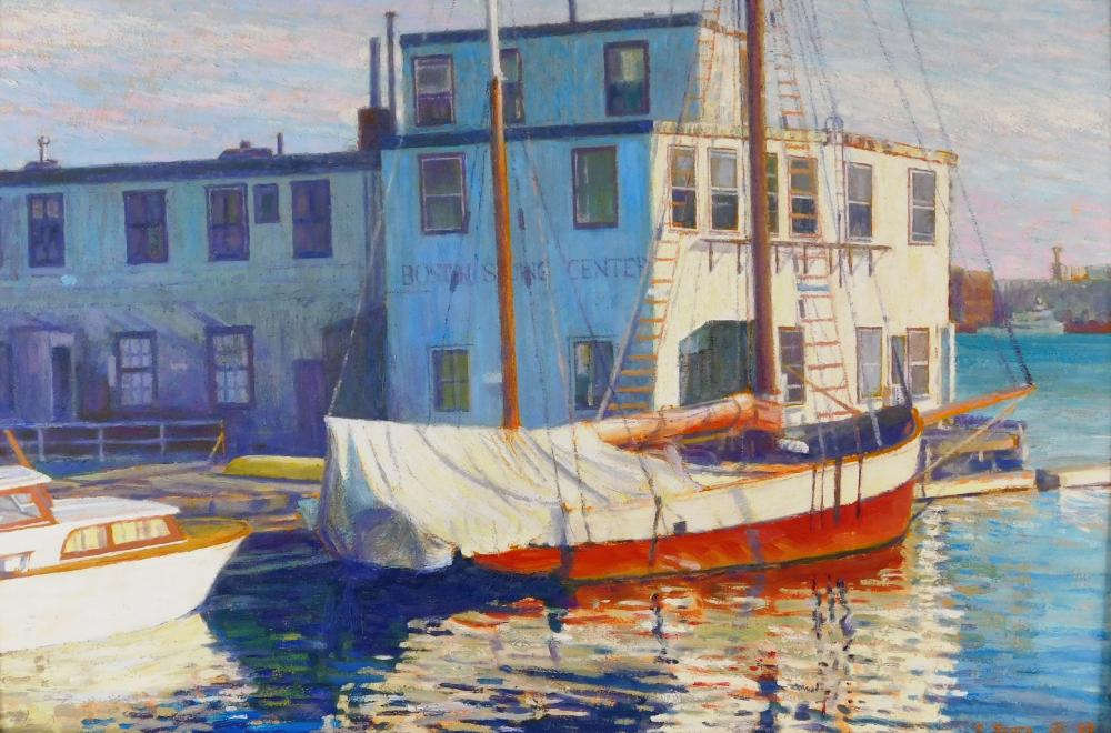 Appraisal: Clyde Score American th C Boston Harbor oil on panel