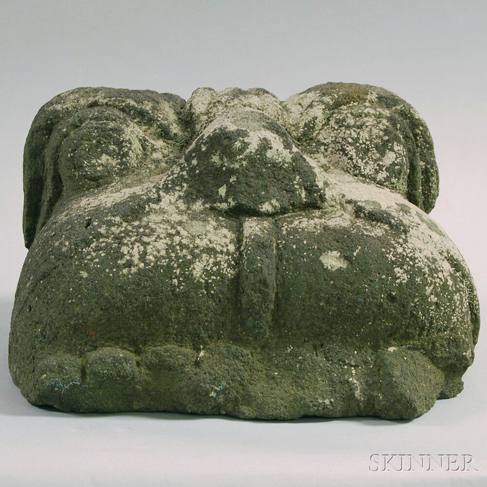 Appraisal: Lion's Head Fragment probably China dark limestone th th century