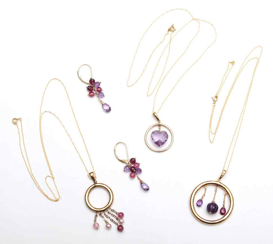 Appraisal: PIECE LORENZO K GOLD NECKLACES AND EARRINGS TOURMALINE NECKLACE K