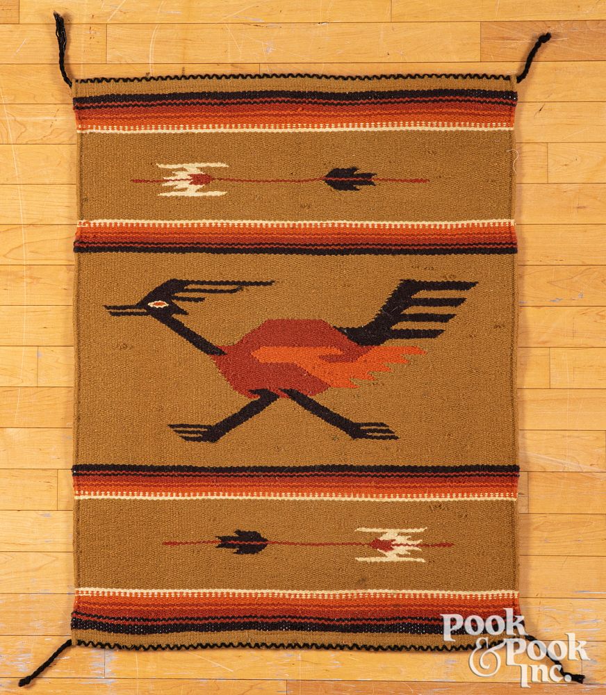 Appraisal: Navajo Indian roadrunner saddle blanket Navajo Indian saddle blanket mid