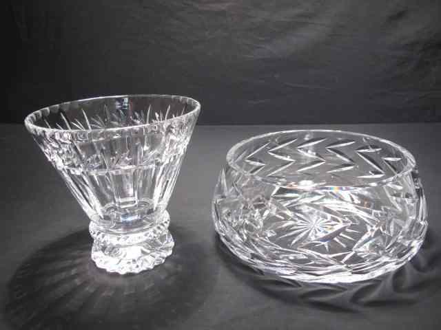 Appraisal: Cut crystal centerpiece bowl and vase Includes Waterford crystal cut