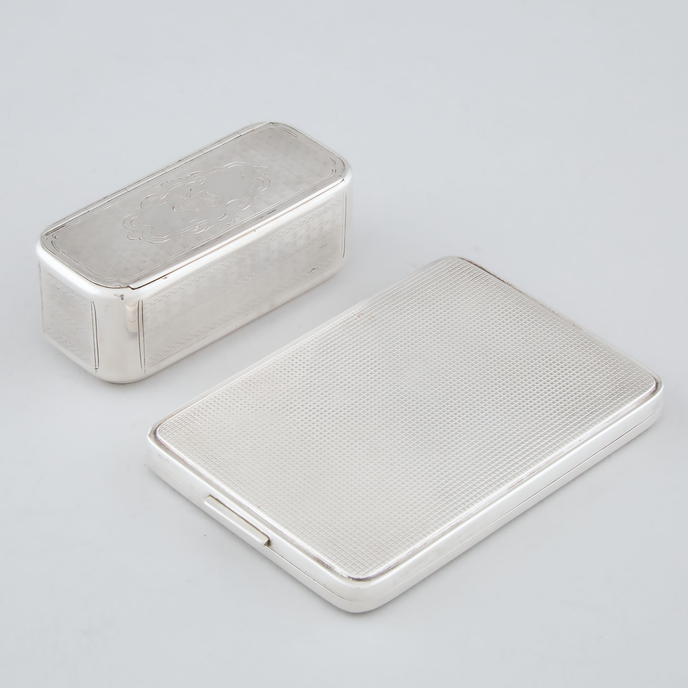 Appraisal: Austro-Hungarian Silver Oblong Snuff Box and a Czechoslovakian Cigarette Case