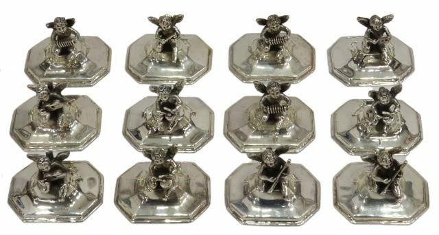 Appraisal: lot of Sterling silver place card holders modeled as winged