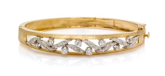 Appraisal: Sale Lot A Karat Yellow Gold and Diamond Bangle Bracelet