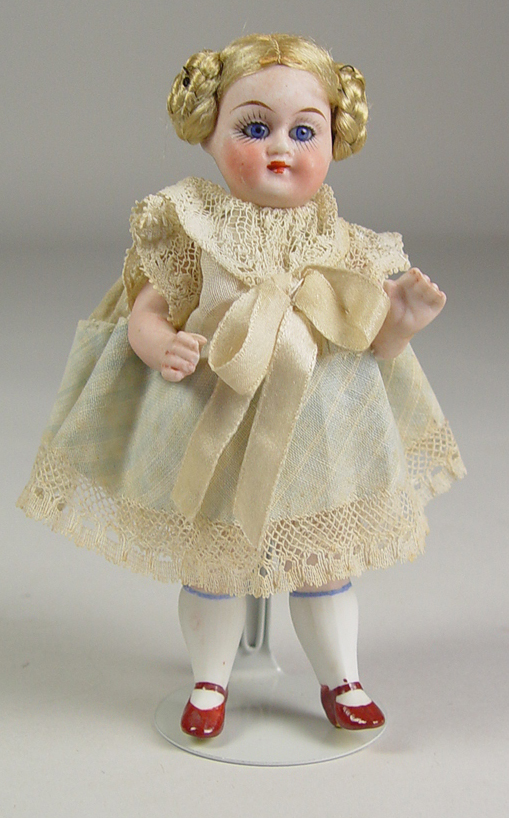 Appraisal: German All-Bisque Girl by Kling Blue set glass eyes closed