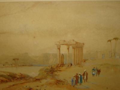 Appraisal: ENGLISH SCHOOL Late th Century Arabian Ruins and Figures near