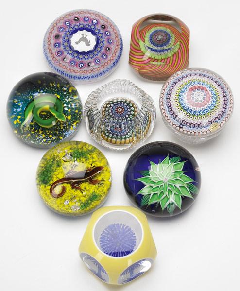 Appraisal: PAPERWEIGHTS Grouping of eight includes Baccarat nos St Louis millefiori