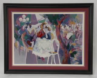 Appraisal: Isaac Maimon serigraph 'West Bank Caf ' signed Isaac Maimon