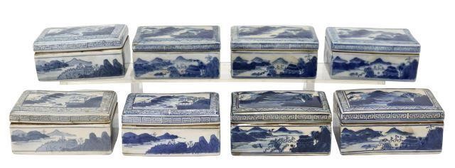 Appraisal: lot of Chinese blue and white enameled porcelain boxes each