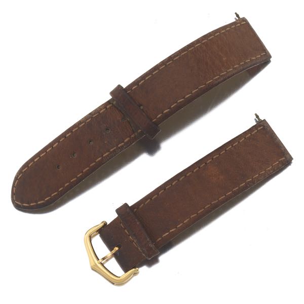 Appraisal: CARTIER K GOLD BUCKLE AND GERMAN LEATHER WATCH BAND mm