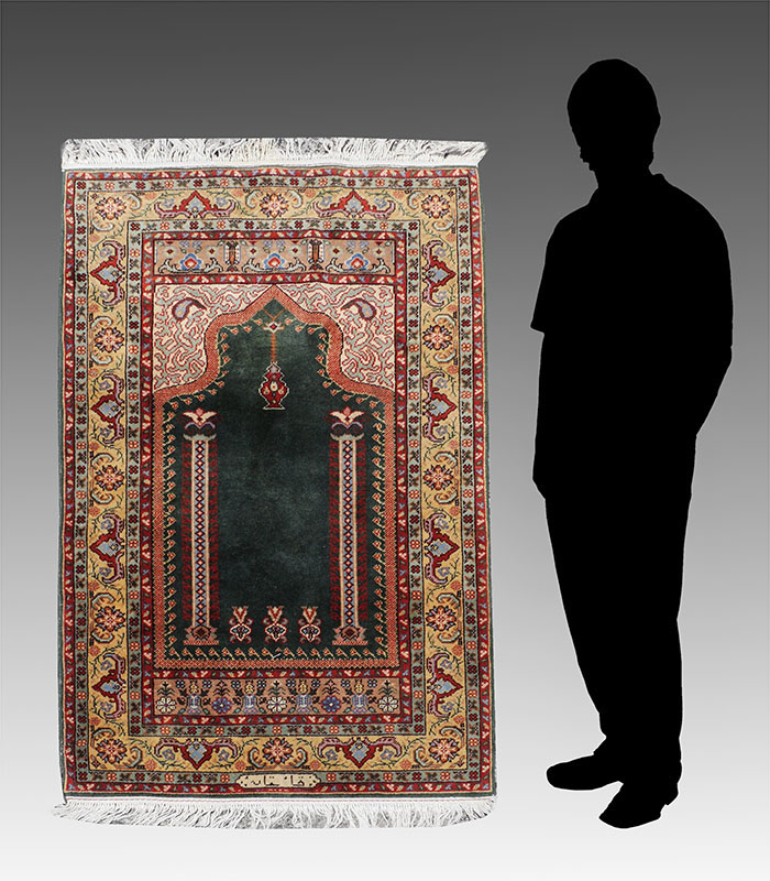 Appraisal: APPROX - YR OLD TURKISH HAND KNOTTED WOOL PRAYER RUG