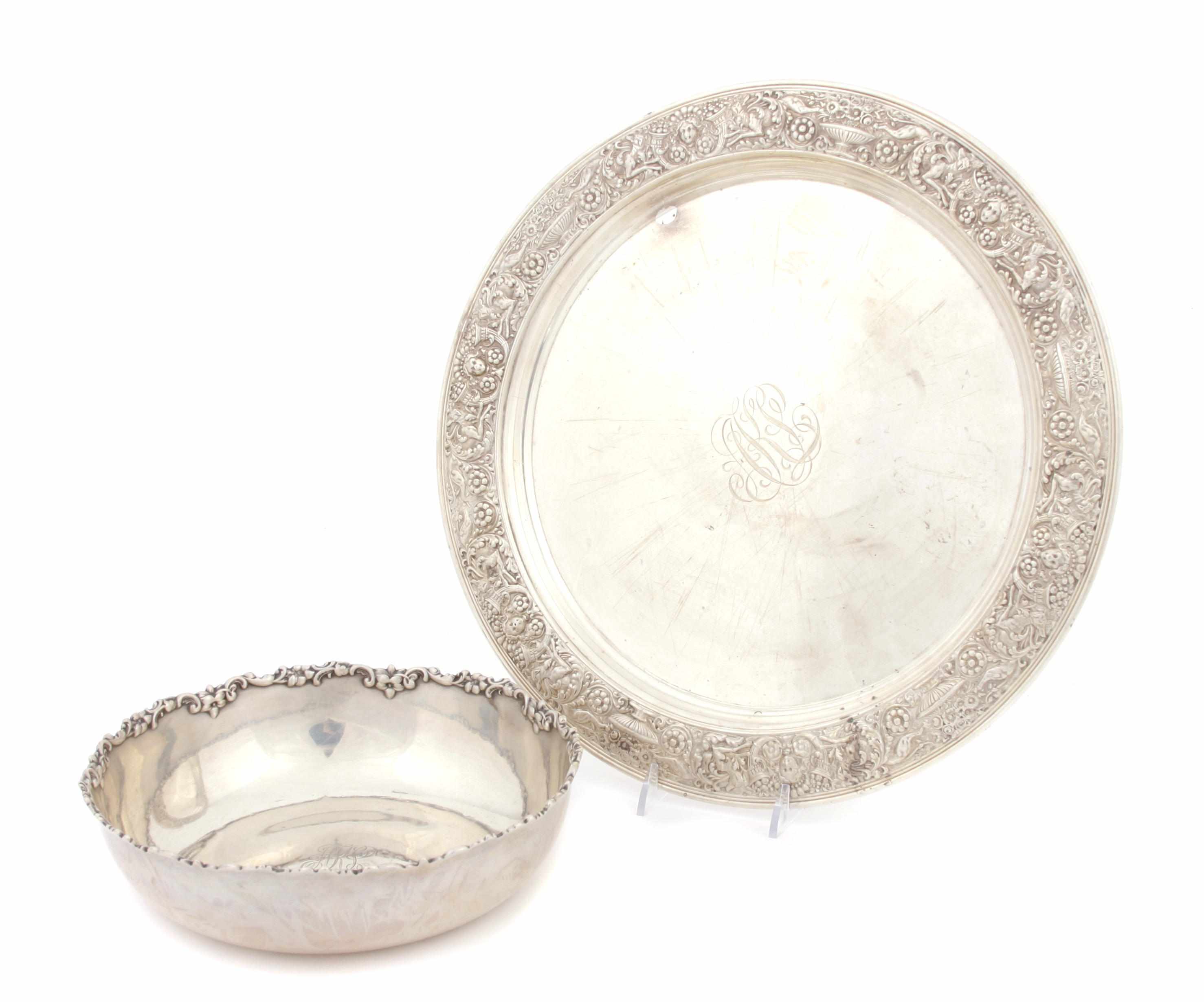 Appraisal: An American sterling silver charger and bowl Tiffany Co New