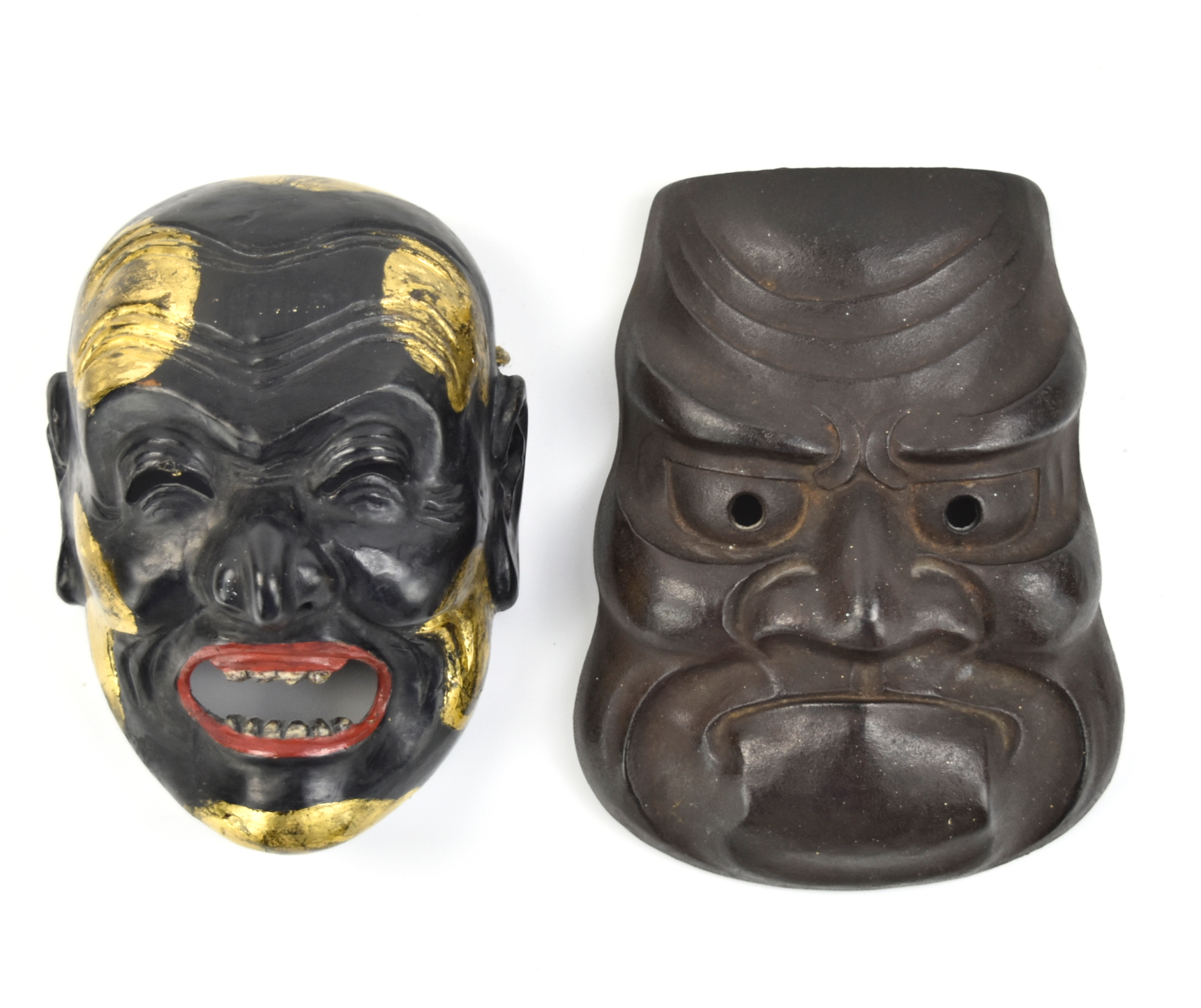 Appraisal: Japanese - th C gilt lacquer figure face mask with