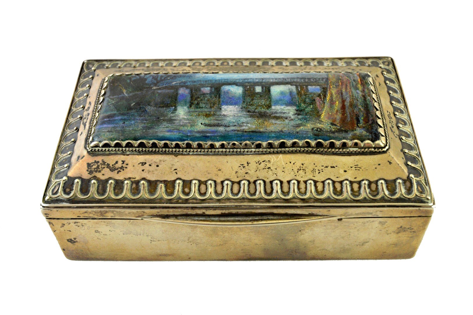 Appraisal: A Liberty Co silver and enamelled rectangular hinge lidded box