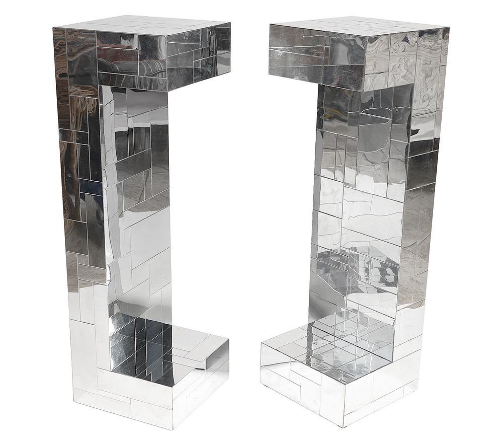 Appraisal: Pr Paul Evans Chrome Patch Cityscape Pedestals Paul Evans American