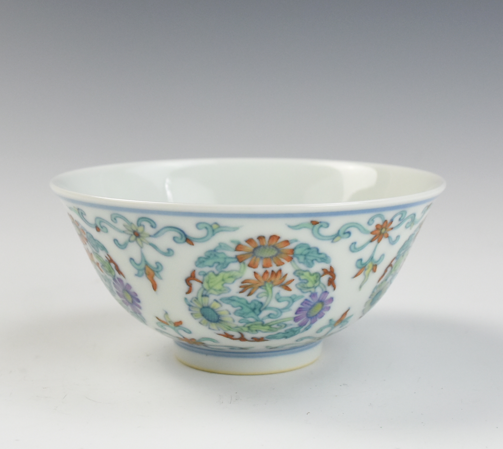 Appraisal: CHINESE DOUCAI BOWL W YONGZHENG MARK of conical form the