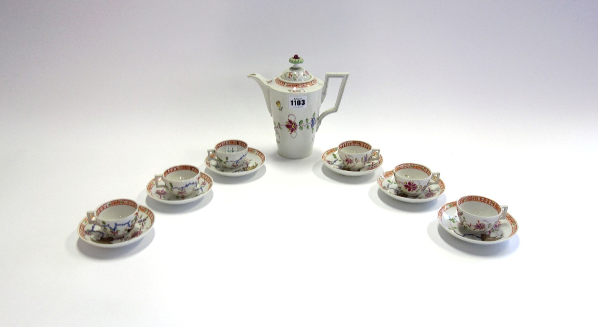 Appraisal: A Meissen Marcoloni part coffee service circa blue crossed swords