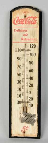 Appraisal: Wooden Coca-Cola Thermometer Circa Some general medium to heavy wear