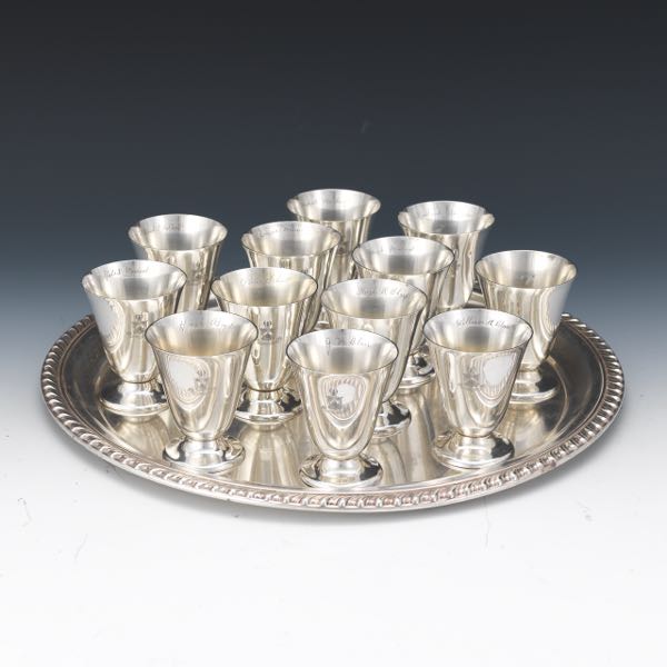 Appraisal: WALLACE STERLING SILVER ROUND TRAY AND TWELVE FRANK SMITH STERLING