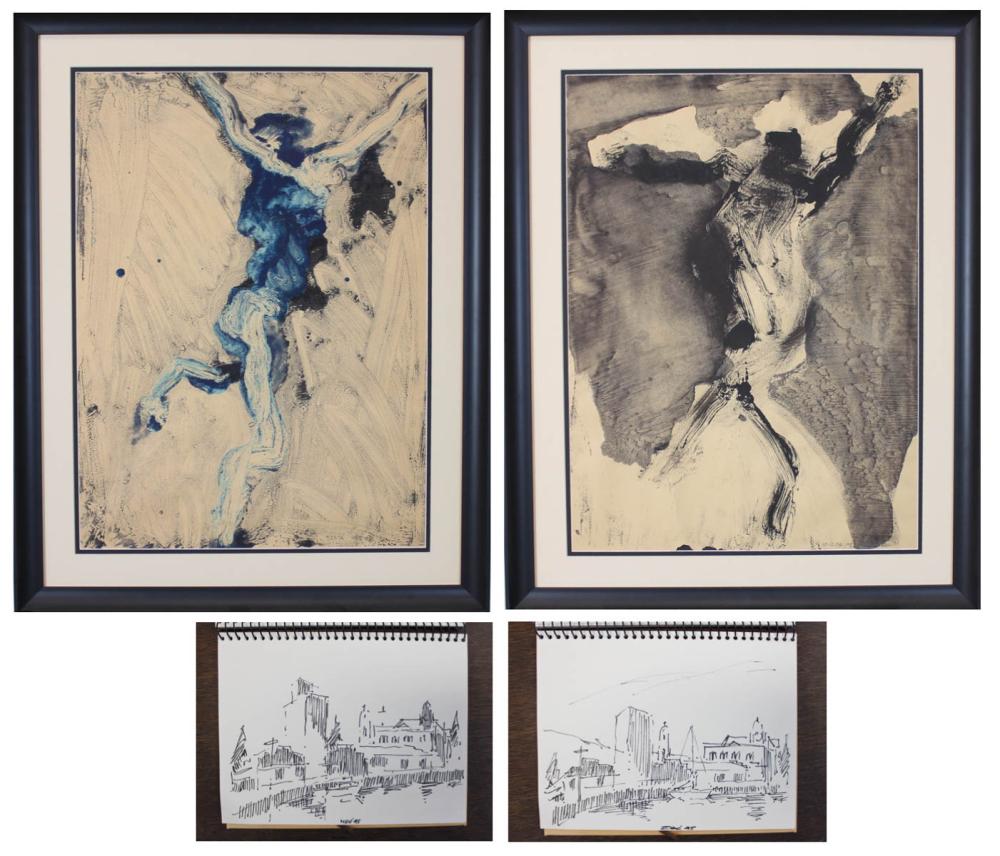 Appraisal: DUANE RICHARD FARALLA California - two monotypes and a sketch