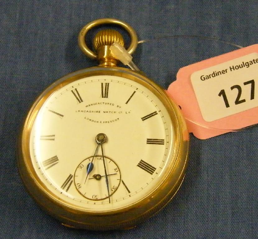 Appraisal: Lancashire Watch Co London Prescot lever gold plated pocket watch