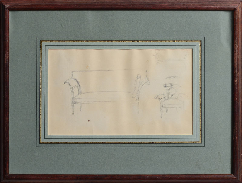 Appraisal: STANFORD WHITE - SKETCHES OF A SOFA AND CHAIR AND