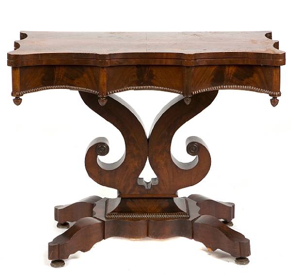 Appraisal: A Classical Revival mahogany fold top games table height in