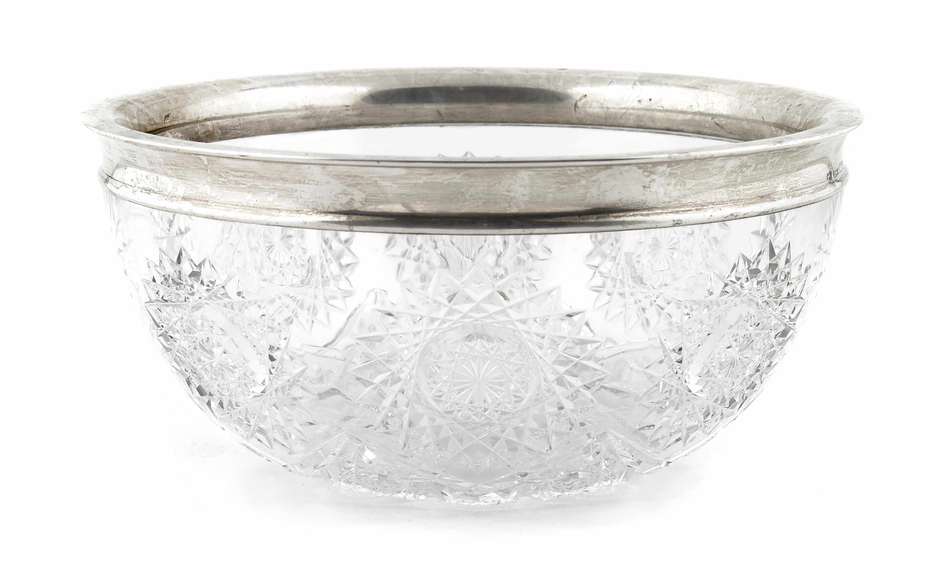 Appraisal: A Gorham sterling silver-mounted brilliant cut-glass bowl height in diameter