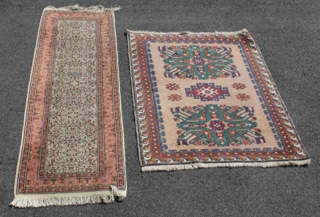 Appraisal: Caucasian Scatter Carpet with an Oriental Runner From a Park