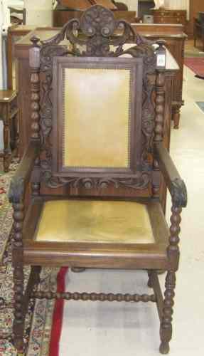 Appraisal: CARVED AND TURNED OAK ARMCHAIR Continental early th century a