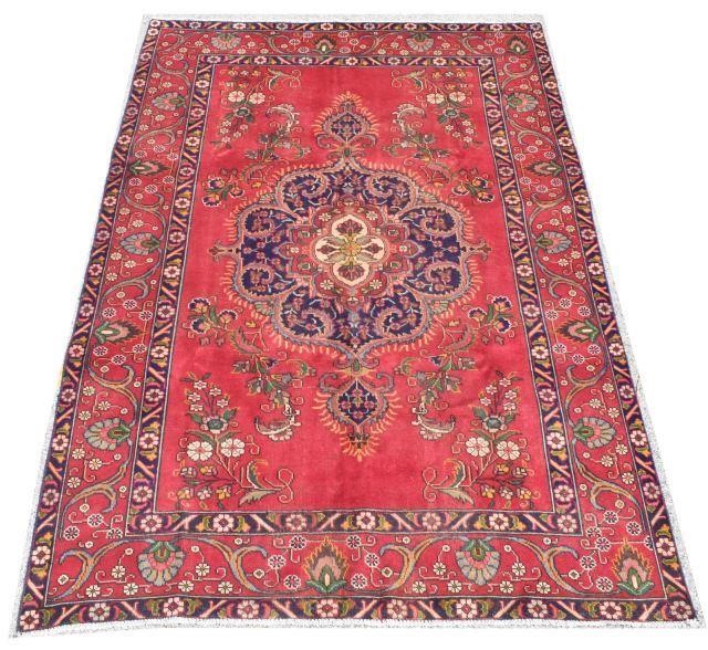 Appraisal: Hand-tied Persian Tabriz rug approx ' l ' w