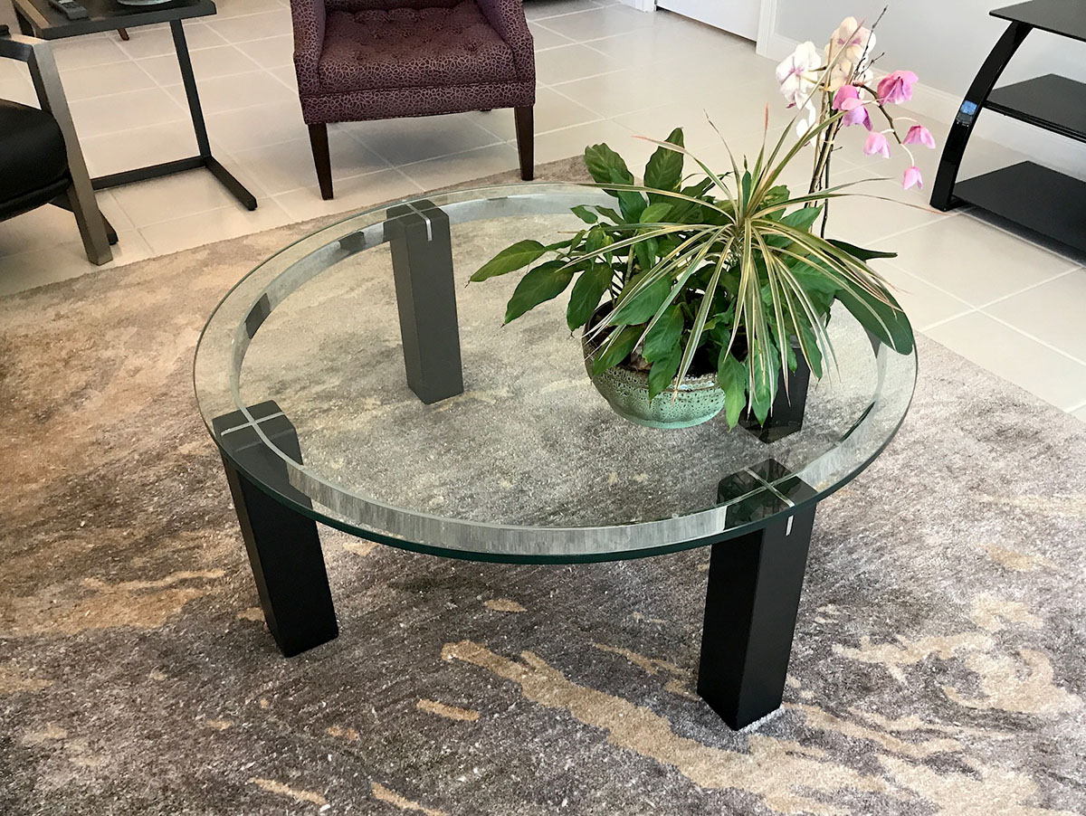 Appraisal: RONALD SCHMITT FOR TURNER GLASS TOP COFFEE TABLE Model K