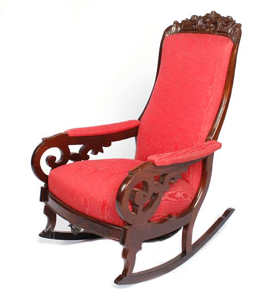 Appraisal: An American Victorian mahogany rocking chair height in width in