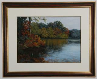 Appraisal: Barbara Fountain pastel on paper riverscape th century pastel on