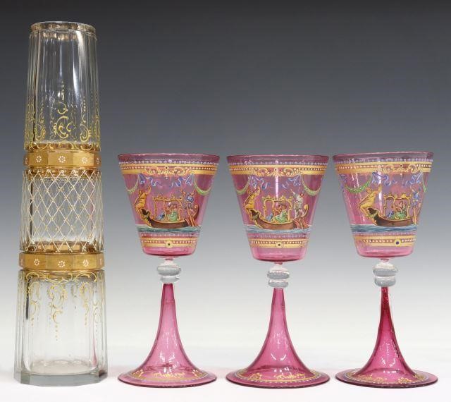 Appraisal: lot of Continental hand-painted glassware all unmarked including Venetian enameled