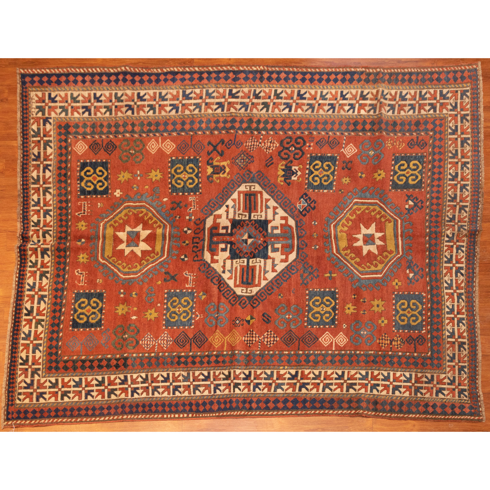 Appraisal: ANTIQUE KAZAK RUG CAUCASUS X First quarter- th century hand-knotted